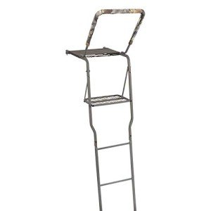 Guide Gear 15' Hunting Ladder Tree Stand with Shooting Rail, Elevated Climbing Mesh Seat, Hunting Gear Equipment Accessories