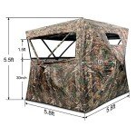 MOFEEZ Hunting Blind, 270°View with Silent Sliding Window, 2-3 Person Ground Deer Stand Pop Up Tent with Portable Bag and Tent Stakes (Camo, 58 "Lx58 Wx66 H) See Through