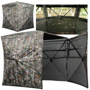 Lenotos Hunting Blind, 270° See Through Blind with Swing Door, 2-3 Person Pop Up Ground Blind with Carrying Bag, Portable Resilient Hunting Tent for Deer & Turkey Hunt(A-1013)