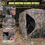 CROSSHIP 270° See Through Hunting Blind with Hunting Accessories Pack (Portable Bag,Camo Wrap Tapes,Face Mask&Gun Bow Hanger) - 2-3 Person Waterproof Hunting Blind Ground - Pop Up Design