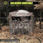 CROSSHIP 270° See Through Hunting Blind with Hunting Accessories Pack (Portable Bag,Camo Wrap Tapes,Face Mask&Gun Bow Hanger) - 2-3 Person Waterproof Hunting Blind Ground - Pop Up Design