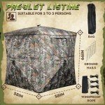 Lenotos Hunting Blind, 270° See Through Blind with Swing Door, 2-3 Person Pop Up Ground Blind with Carrying Bag, Portable Resilient Hunting Tent for Deer & Turkey Hunt(A-1013)