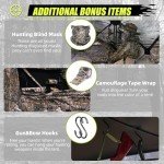 CROSSHIP 270° See Through Hunting Blind with Hunting Accessories Pack (Portable Bag,Camo Wrap Tapes,Face Mask&Gun Bow Hanger) - 2-3 Person Waterproof Hunting Blind Ground - Pop Up Design