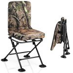 Goplus Hunting Chair, 360° Swivel Hunting Blind Chair w/All-Terrain Duck Feet,Padded Cushion,330LBS Capacity, Folding Silent Deer Hunting Chair, Portable Ground Blind Chair (Camouflage)