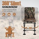 Goplus Hunting Chair, 360° Swivel Hunting Blind Chair w/All-Terrain Duck Feet,Padded Cushion,330LBS Capacity, Folding Silent Deer Hunting Chair, Portable Ground Blind Chair (Camouflage)