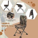 Goplus Hunting Chair, 360° Swivel Hunting Blind Chair w/All-Terrain Duck Feet,Padded Cushion,330LBS Capacity, Folding Silent Deer Hunting Chair, Portable Ground Blind Chair (Camouflage)