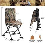 Goplus Hunting Chair, 360° Swivel Hunting Blind Chair w/All-Terrain Duck Feet,Padded Cushion,330LBS Capacity, Folding Silent Deer Hunting Chair, Portable Ground Blind Chair (Camouflage)