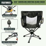 HUNTPAL Foldable Swivel Hunting Seat with Cup Holder
