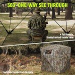 Rhino Valley Hunting Blind 360° See Through, 2-3 Person Pop Up Ground Blinds with Carrying Bag, Portable Resilient Hunting Tent with Silent Magnetic Door & Sliding Windows for Deer Turkey Hunting