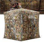 BLAUSE Hunting Blind, 270 See Through Ground Blind with Portable Carrying Bag, 2-3 Persons Camouflage Pop Up Blinds for Deer & Turkey Hunting, Noise-Free Slide Windows for Easy Observation
