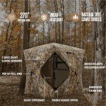 BLAUSE Hunting Blind, 270 See Through Ground Blind with Portable Carrying Bag, 2-3 Persons Camouflage Pop Up Blinds for Deer & Turkey Hunting, Noise-Free Slide Windows for Easy Observation