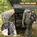 Hunthor Hunting Blind, 360 Degree See Through Hunting Ground Blind Deer Blind with Silent Zipper and Orange Top, Portable 2-3 Person Pop Up Hunting Tent for Deer and Turkey Hunting with Carry Bag