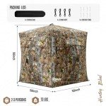 BLAUSE Hunting Blind, 270 See Through Ground Blind with Portable Carrying Bag, 2-3 Persons Camouflage Pop Up Blinds for Deer & Turkey Hunting, Noise-Free Slide Windows for Easy Observation