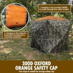 Hunthor Hunting Blind, 360 Degree See Through Hunting Ground Blind Deer Blind with Silent Zipper and Orange Top, Portable 2-3 Person Pop Up Hunting Tent for Deer and Turkey Hunting with Carry Bag