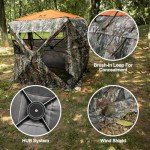 Hunthor Hunting Blind, 360 Degree See Through Hunting Ground Blind Deer Blind with Silent Zipper and Orange Top, Portable 2-3 Person Pop Up Hunting Tent for Deer and Turkey Hunting with Carry Bag