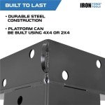 Iron Forge Tools Deer Stand Brackets, 4x4 Inch Black Powder Coated Steel Tree Stand Bracket for Outdoor Hunting Platform, Elevated Deer Blinds, Tower Stands, Box Blinds, 4 Pack Includes Accessories