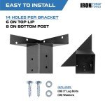 Iron Forge Tools Deer Stand Brackets, 4x4 Inch Black Powder Coated Steel Tree Stand Bracket for Outdoor Hunting Platform, Elevated Deer Blinds, Tower Stands, Box Blinds, 4 Pack Includes Accessories