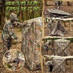 Lenotos Hunting Blind, 2 Person Pop Up Blinds 360 Degree See Through, Portable Durable Hunting Ground Blinds for Deer & Turkey Hunting(A-1008)