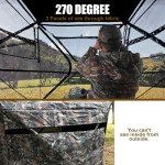 Hunthor Hunting Blind, 270 Degree See Through Hunting Ground Blind Deer Blind with Silent Zipper and Orange Top, Portable 2-3 Person Pop Up Hunting Tent for Deer and Turkey Hunting with Carry Bag