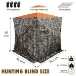 Hunthor Hunting Blind, 270 Degree See Through Hunting Ground Blind Deer Blind with Silent Zipper and Orange Top, Portable 2-3 Person Pop Up Hunting Tent for Deer and Turkey Hunting with Carry Bag