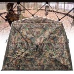 ShedOFF Wide Bottom Hunting Blind 1-3 Person with Portable Hunting Chair, 270 Degree See Through Pop up Ground Blinds for Deer Turkey Duck Hunting, Bow Hunting Adjust Windows with Silent Zipper
