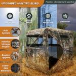 FUNHORUN Hunting Blind with Floor Mat, 360 Degree See Through Ground Blind for Deer Hunting, 3-4 Person Pop-up Hunting Deer Blind, Turkey Blind.