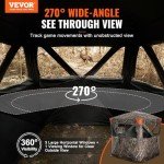VEVOR Hunting Blind, 270° See Through Ground Blind, 2-3 Person Pop Up Deer Blind for Hunting with Carrying Bag, Portable Resilient Hunting Tent, 3 Horizontal Windows for Turkey and Deer Hunting