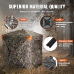 VEVOR Hunting Blind, 270° See Through Ground Blind, 2-3 Person Pop Up Deer Blind for Hunting with Carrying Bag, Portable Resilient Hunting Tent, 3 Horizontal Windows for Turkey and Deer Hunting