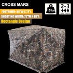 CROSS MARS Full Open Door 2-3 Person 360 Degree See Through Ground Hunting Blind Camouflage Pop Up Duck Turkey Deer Hunting Blinds Tent