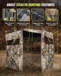 Holiwei Hunting Blind 360° Silent See Through Blind with Swing Door, 2-3 Person Pop Up Ground Blind with Carrying Bag, Portable Hunting Tent for Deer & Turkey Hunting