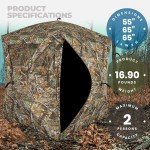 Ameristep Care Taker Portable Pop Up 2 Person Ground Hunting Concealment Blind with Mesh Window and Premium ShadowGuard, RealTree Edge