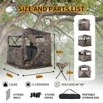 FUNHORUN Hunting Blind 270 Degree See Through Ground Blind for Hunting, 2/3 Person Pop Up Camouflage Tent for Deer and Turkey, Portable Concealed Shelter with Chair and Carrying Bag