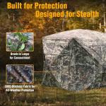 FLISSA Hunting Blind See-Through with Full-Opening Door, 3-4 Person Ground Camouflage Tent, 270 Degree, Portable and Durable 300D Reinforced Blind for Turkey, Deer, and Bear