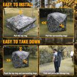 FLISSA Hunting Blind See-Through with Full-Opening Door, 3-4 Person Ground Camouflage Tent, 270 Degree, Portable and Durable 300D Reinforced Blind for Turkey, Deer, and Bear