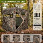 Hunting Blind with Carrying Bag, 360 Degree See Through Ground Blind, Pop Up Hunting Blind Portable Concealed Camouflage Tent for Deer and Turkey for 3-4 Person