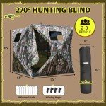 YOLENY 270° See Through Hunting Blind for 2-3 Person, Portable Pop Up Ground Blind with Carrying Bag - Resilient Tent, Zip Door & Silent Windows for Deer & Turkey Hunting