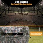 Hunting Blind for 3-4 People, 288 Degree See Through Hunting Ground Blind with Silent Zipper Pop Up Ground Blinds Portable Resilient Hunting Tent for Deer Hunting