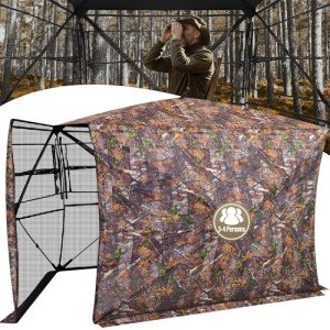 ANWEOR 360 Degree See Through Hunting Blind 3-4 Person Easy Pop Up Ground Blinds with Carrying Bag Portable Resilient Hunting Blind for Deer Hunting Turkey Hunting