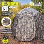 Hunting Blind Ground Portable, 30% More Huge Interior 4-Person 300D Polyester Durable Hunting Blinds Tent Pop Up for Deer & Turkey Hunting with Carrying Bag 84"x74"x78"H (Camouflage)