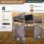 ANWEOR 360 Degree See Through Hunting Blind 3-4 Person Easy Pop Up Ground Blinds with Carrying Bag Portable Resilient Hunting Blind for Deer Hunting Turkey Hunting
