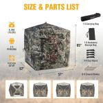 FLISSA Portable Camouflage Hunting Blind for 2-3 People