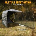 FLISSA Hunting Blind See-Through with Full-Opening Door, 3-4 Person Ground Camouflage Tent, 270 Degree, Portable and Durable 300D Reinforced Blind for Turkey, Deer, and Bear
