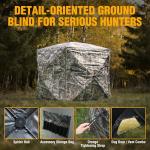 FLISSA Hunting Blind See-Through with Full-Opening Door, 3-4 Person Ground Camouflage Tent, 270 Degree, Portable and Durable 300D Reinforced Blind for Turkey, Deer, and Bear