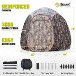 Hunting Blind Ground Portable, 30% More Huge Interior 4-Person 300D Polyester Durable Hunting Blinds Tent Pop Up for Deer & Turkey Hunting with Carrying Bag 84"x74"x78"H (Camouflage)