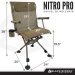 Black Sierra Heavy Duty Hunting Chair Supports 300 Lbs, XL 360° Silent Swivel Chair for Hunting Blind, Portable Ground Chair w/All Terrain Feet, Padded Armrests w/Carry Strap and Cupholder