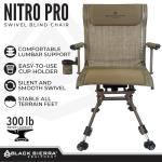 Black Sierra Heavy Duty Hunting Chair Supports 300 Lbs, XL 360° Silent Swivel Chair for Hunting Blind, Portable Ground Chair w/All Terrain Feet, Padded Armrests w/Carry Strap and Cupholder