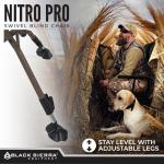 Black Sierra Heavy Duty Hunting Chair Supports 300 Lbs, XL 360° Silent Swivel Chair for Hunting Blind, Portable Ground Chair w/All Terrain Feet, Padded Armrests w/Carry Strap and Cupholder