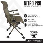 Black Sierra Heavy Duty Hunting Chair Supports 300 Lbs, XL 360° Silent Swivel Chair for Hunting Blind, Portable Ground Chair w/All Terrain Feet, Padded Armrests w/Carry Strap and Cupholder