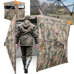 TYRSEN Hunting Blind 360°See Through Ground Blind Full Open Door Deer Blind Camouflage 2-3Person Deer Blind with Silent Sliding Windows, Portable Hunting Tent for Deer Hunting