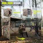 TYRSEN Hunting Blind 360°See Through Ground Blind Full Open Door Deer Blind Camouflage 2-3Person Deer Blind with Silent Sliding Windows, Portable Hunting Tent for Deer Hunting
